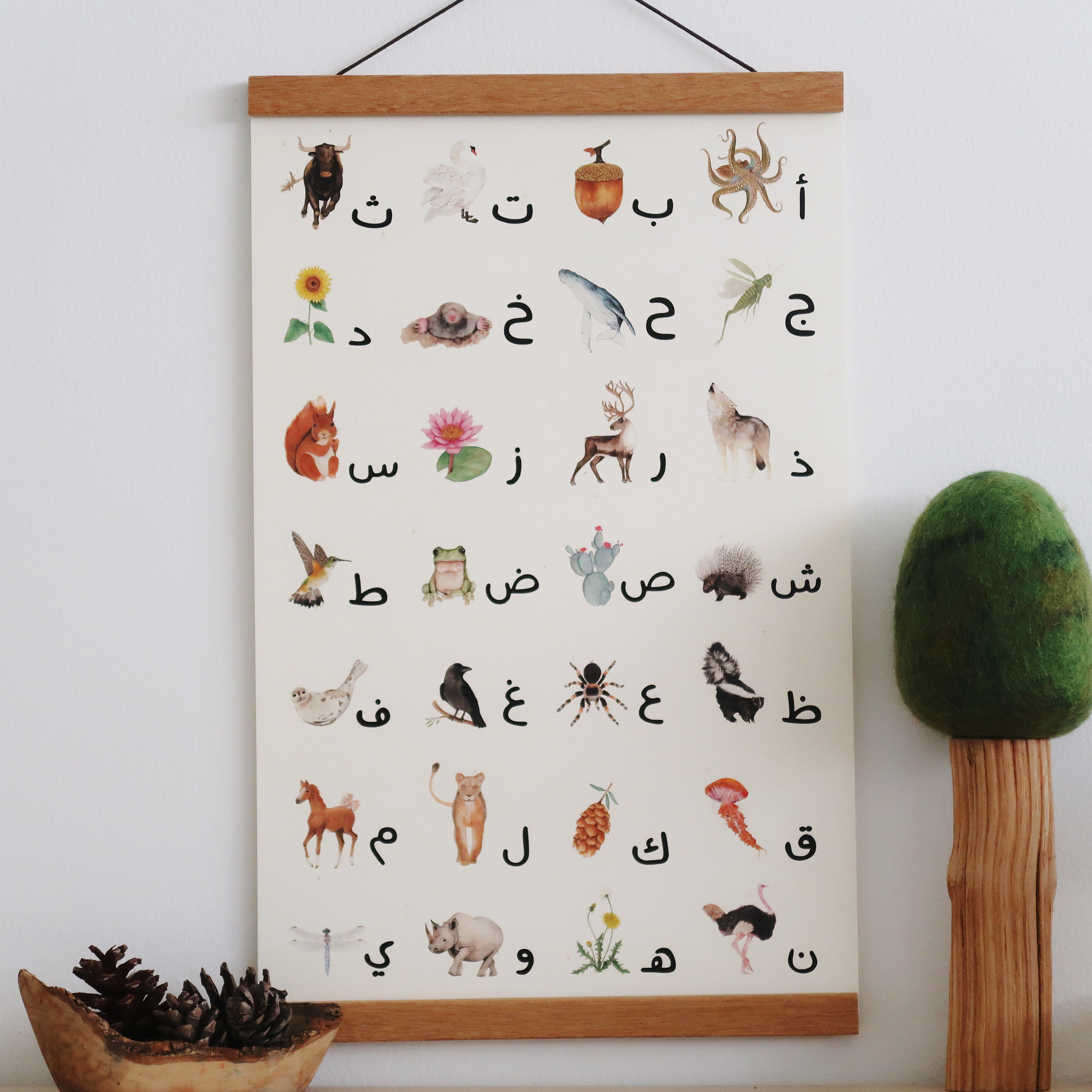 Arabic alphabet cards flashcards nature print poster 